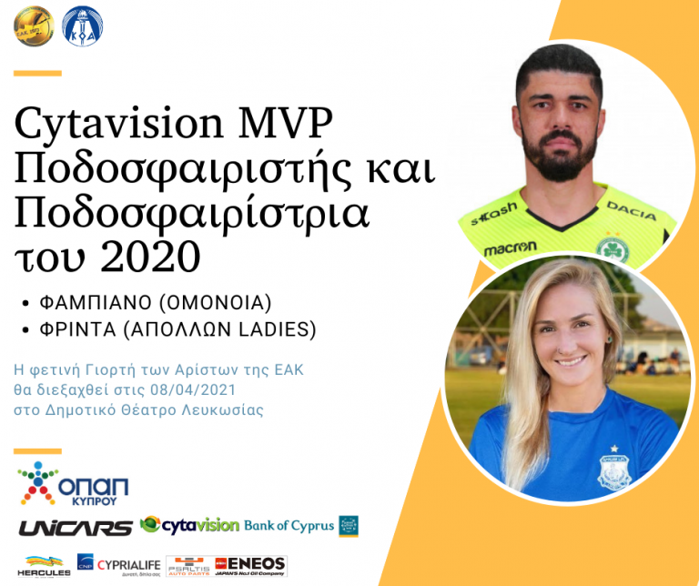 Βραβεία ΕΑΚ: MVP Φαμπιάνο-Φρίντα, μια 11άδα σχεδόν Ομόνοια-Απόλλων